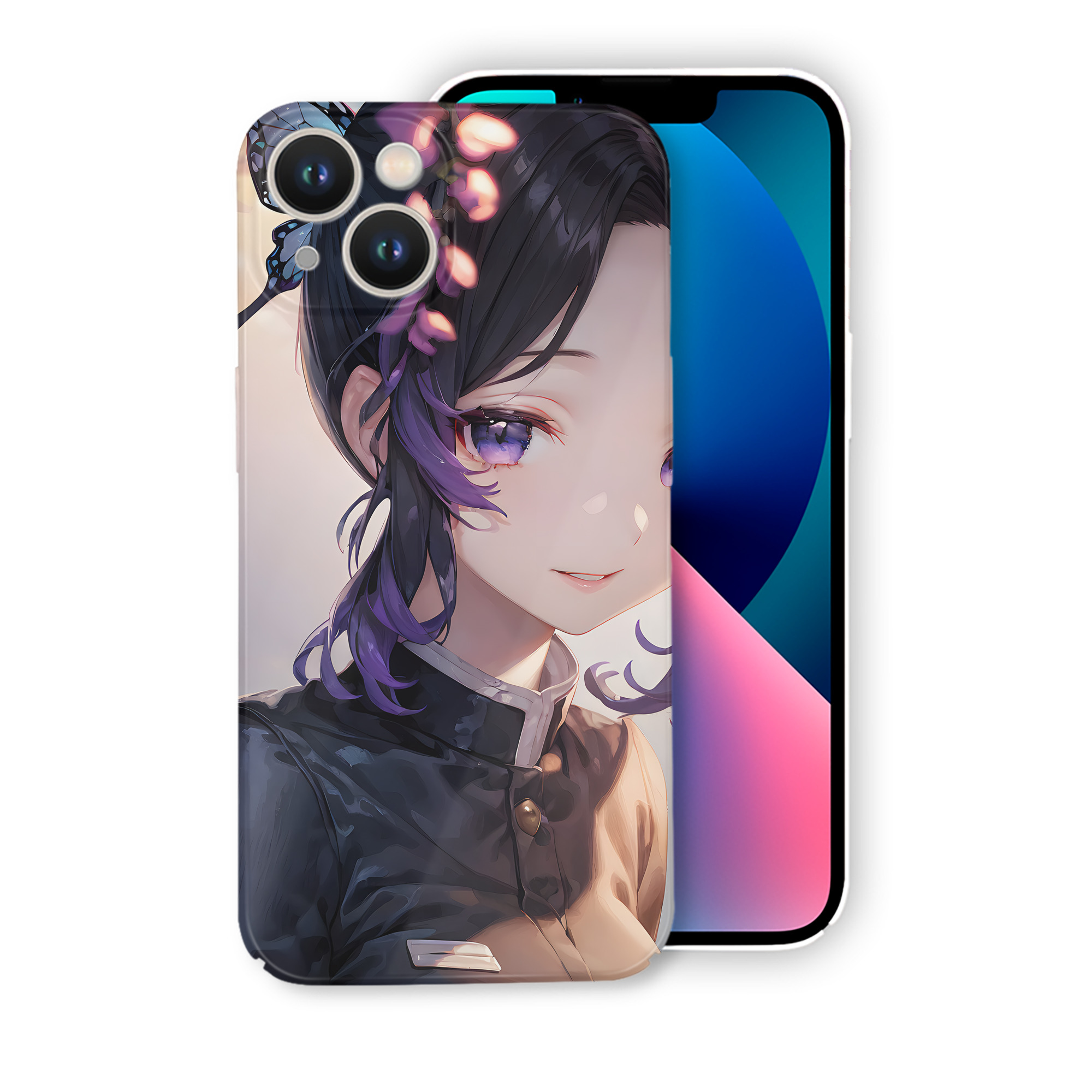 （画像用） 鬼滅の刃（きめつのやいば）蟲柱-胡蝶 しのぶ／こちょう しのぶ Kochou Shinobu 【iPhone 14シリーズ対応】ハードケース